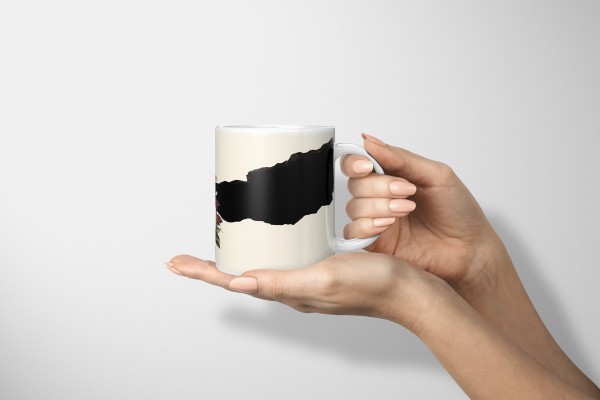 Paul Sinus Art Dekorative Tasse mit schönem Motiv Schmetterling Blumen schönem Design Schwarz Beige Bis zu 50% Rabatt