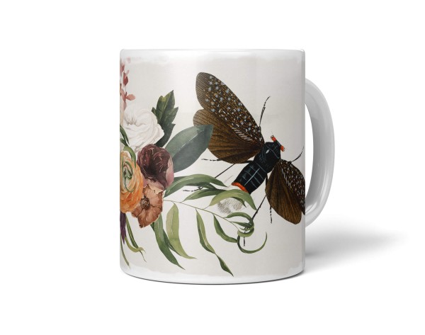 Paul Sinus Art Dekorative Tasse mit schönem Motiv Blumen Blüten Blumenstrauß Netzflügler Frühling