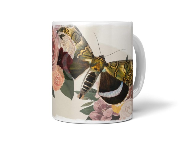 Paul Sinus Art Dekorative Tasse mit schönem Motiv Blumen Blüten Blumenstrauß Schmetterling Kunstvoll