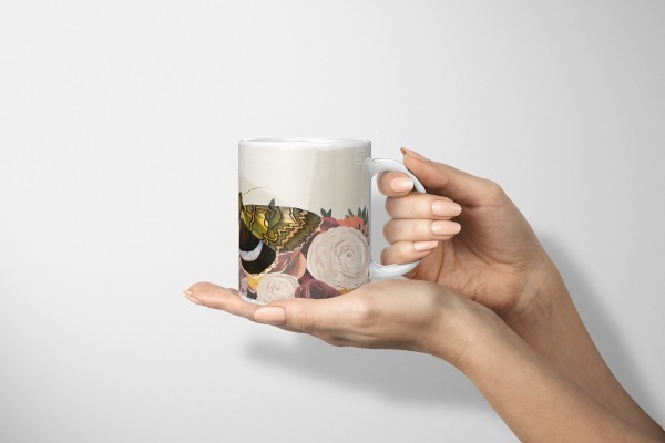 Paul Sinus Art Dekorative Tasse mit schönem Motiv Blumen Blüten Blumenstrauß Schmetterling Kunstvoll Bis zu 65% Rabatt
