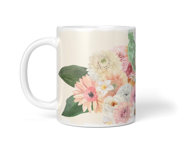 Paul Sinus Art Dekorative Tasse mit schönem Motiv Blumen Schmetterling Vintage Kunstvoll Pastelltöne Nur für heute