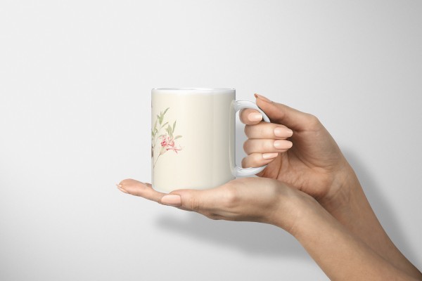 Paul Sinus Art Dekorative Tasse mit schönem Motiv Schmetterling Blumen Blüten Sommer Frühling Beige Sonderangebot der Fabrik