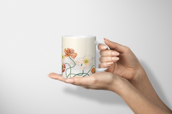 Paul Sinus Art Dekorative Tasse mit schönem Motiv Schmetterling Sommer Blumen Blüten Vintage Wasserfarben Vierteljährliche Förderung