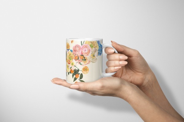 Paul Sinus Art Dekorative Tasse mit schönem Motiv Schmetterling Frühling Blumen Farbenfroh Vintage Nur noch ein Tag übrig