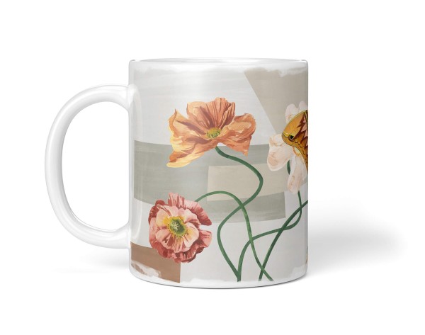 Paul Sinus Art Dekorative Tasse mit schönem Motiv Schmetterling Blumen Blüten Vintage Muster Design Riesige Rabatte