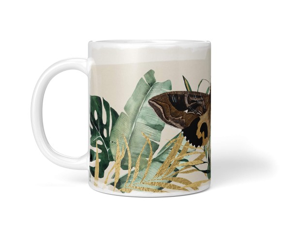 Paul Sinus Art Dekorative Tasse mit schönem Motiv Schmetterling Pflanzen Tropisch Vintage Kunstvoll Fabrikladen