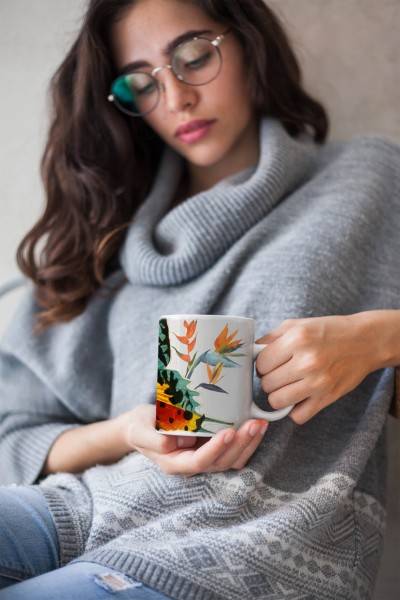 Paul Sinus Art Dekorative Tasse mit schönem Motiv Schmetterling Farbenfroh exotische Pflanzen Blumen Black Friday Preise