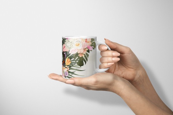 Paul Sinus Art Dekorative Tasse mit schönem Motiv Blumen Blüten Blumenstrauß Schmetterling Exotisch Im Verkauf