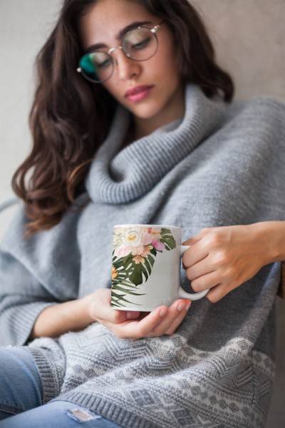 Paul Sinus Art Dekorative Tasse mit schönem Motiv Blumen Blüten Blumenstrauß Schmetterling Exotisch Im Verkauf