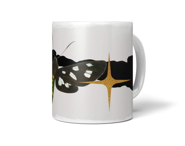 Paul Sinus Art Dekorative Tasse mit schönem Motiv einzigartiges Design Netzflügler goldener Stern Kunstvoll