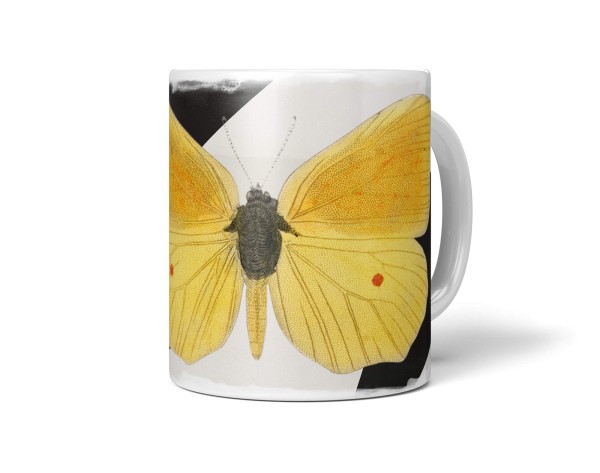 Paul Sinus Art Dekorative Tasse mit schönem Motiv gelber Schmetterling Vintage Kunstvoll Pastelltöne