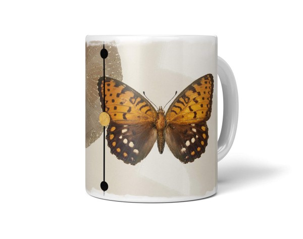 Paul Sinus Art Dekorative Tasse mit schönem Motiv Vintage Schmetterling Pastelltöne goldene Elemente