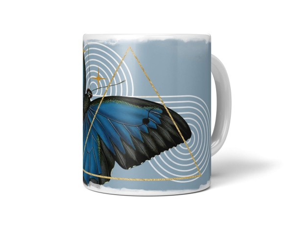 Paul Sinus Art Dekorative Tasse mit schönem Motiv blauer Schmetterling einzigartiges Design goldenen Elemente