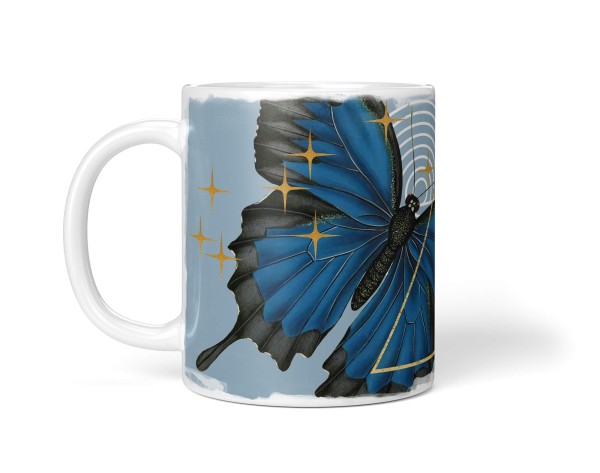 Paul Sinus Art Dekorative Tasse mit schönem Motiv blauer Schmetterling einzigartiges Design goldenen Elemente Meist gekauft