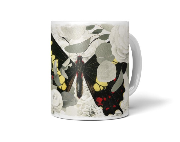 Paul Sinus Art Dekorative Tasse mit schönem Motiv Schmetterling Blumen Blüten Vintage Einzigartig Blitzverkäufe