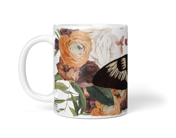 Paul Sinus Art Dekorative Tasse mit schönem Motiv schwarzer Schmetterling schönem Design Blumen Vintage Kostenloser Versand
