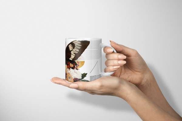 Paul Sinus Art Dekorative Tasse mit schönem Motiv schwarzer Schmetterling schönem Design Blumen Vintage Kostenloser Versand