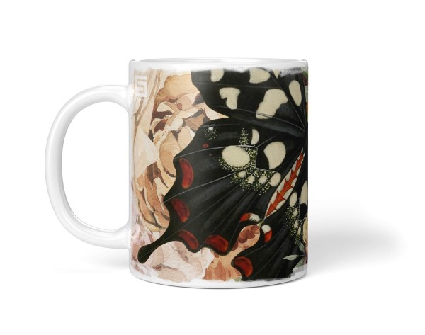 Paul Sinus Art Dekorative Tasse mit schönem Motiv Schmetterling Blumen Blumenstrauß Vintage Sommer Limitierter Zeitrabatt