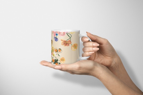 Paul Sinus Art Dekorative Tasse mit schönem Motiv Netzflügler Vintage Pastelltöne Pflanzen Blätter Kunstvoll Günstig kaufen