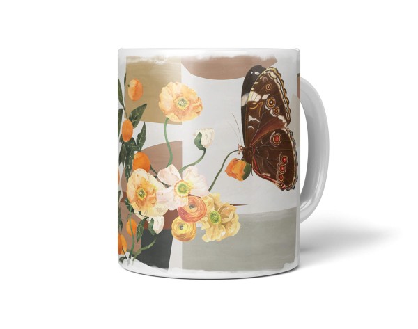 Paul Sinus Art Dekorative Tasse mit schönem Motiv schönem Design Schmetterling Kunstvoll Vintage Blumen