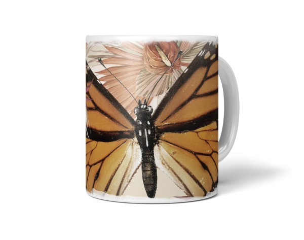 Paul Sinus Art Dekorative Tasse mit schönem Motiv Schmetterling Vintage exotische Pflanzen Einzigartig