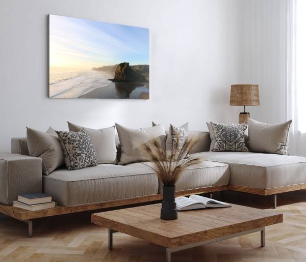 Paul Sinus Art 120x80cm Wandbild auf Leinwand Küste Meer Felsen Natur Sonnenuntergang Klippen Online Outlet