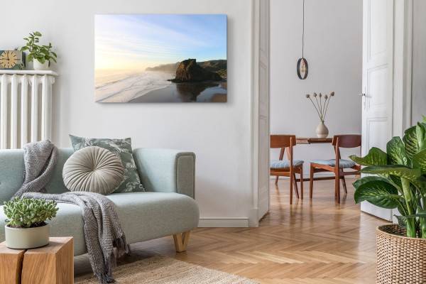 Paul Sinus Art 120x80cm Wandbild auf Leinwand Küste Meer Felsen Natur Sonnenuntergang Klippen Online Outlet