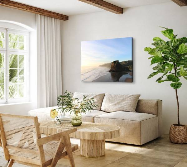 Paul Sinus Art 120x80cm Wandbild auf Leinwand Küste Meer Felsen Natur Sonnenuntergang Klippen Online Outlet