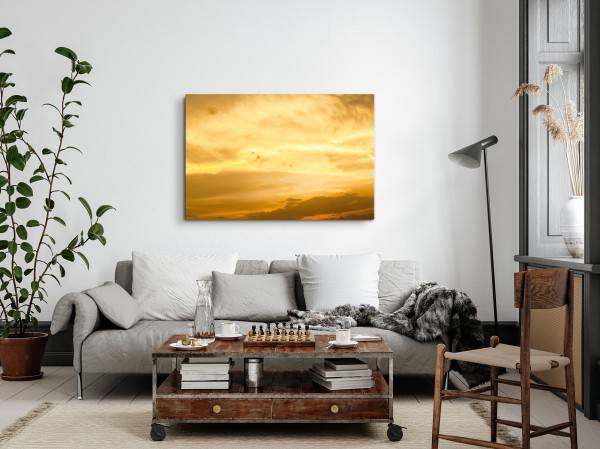 Paul Sinus Art 120x80cm Wandbild auf Leinwand Himmel Wolken Rot Sonnenuntergang Abendrot Große Rabatte