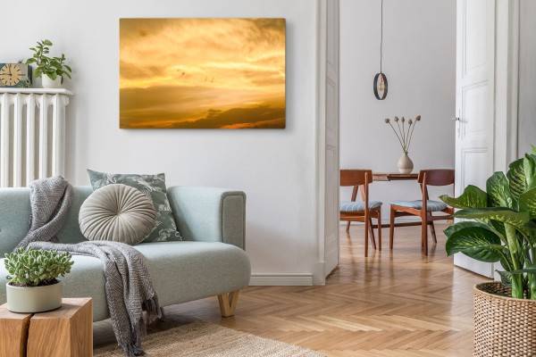 Paul Sinus Art 120x80cm Wandbild auf Leinwand Himmel Wolken Rot Sonnenuntergang Abendrot Große Rabatte
