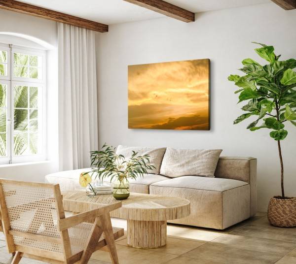 Paul Sinus Art 120x80cm Wandbild auf Leinwand Himmel Wolken Rot Sonnenuntergang Abendrot Große Rabatte