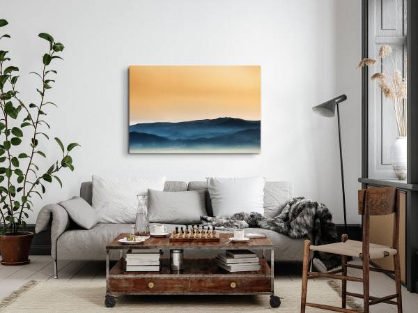 Paul Sinus Art 120x80cm Wandbild auf Leinwand Berge Himmel Sonnenuntergang Abendrot Minimal Saisonale Angebote