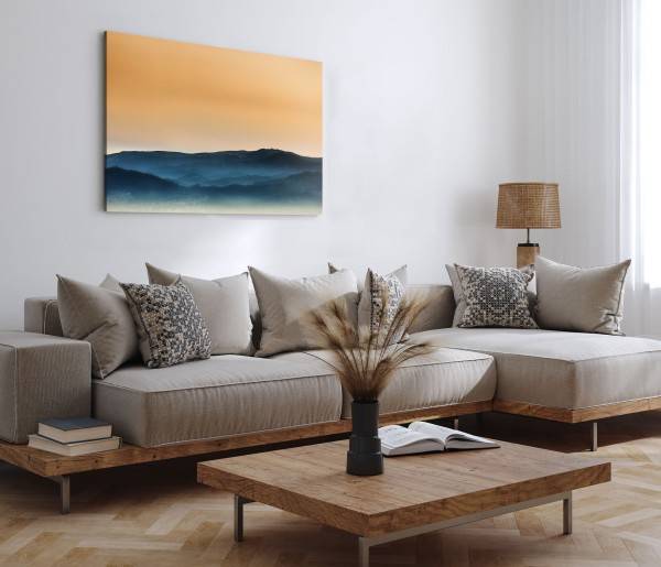 Paul Sinus Art 120x80cm Wandbild auf Leinwand Berge Himmel Sonnenuntergang Abendrot Minimal Saisonale Angebote