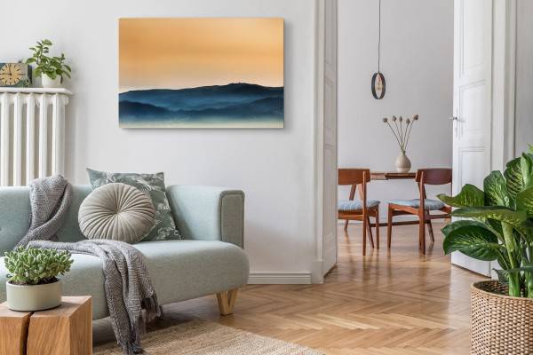 Paul Sinus Art 120x80cm Wandbild auf Leinwand Berge Himmel Sonnenuntergang Abendrot Minimal Saisonale Angebote