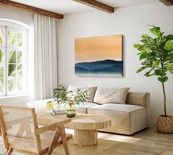 Paul Sinus Art 120x80cm Wandbild auf Leinwand Berge Himmel Sonnenuntergang Abendrot Minimal Saisonale Angebote