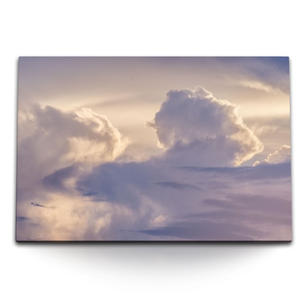 Paul Sinus Art 120x80cm Wandbild auf Leinwand Himmel Wolken Sonnenuntergang Zuckerwolken Weiß
