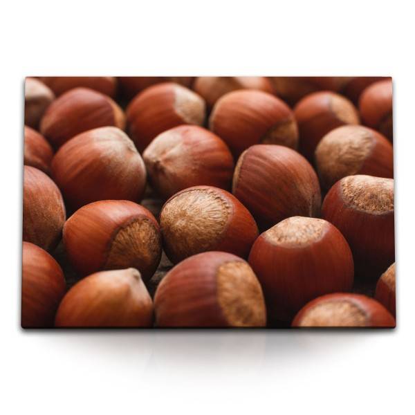 Paul Sinus Art 120x80cm Wandbild auf Leinwand Küchenbild Haselnüsse Nüsse Braun Fotokunst