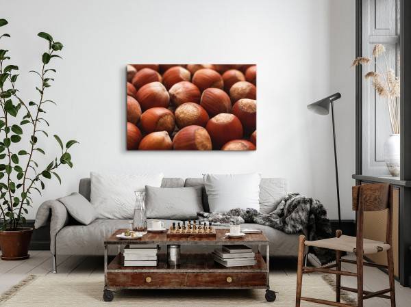 Paul Sinus Art 120x80cm Wandbild auf Leinwand Küchenbild Haselnüsse Nüsse Braun Fotokunst Wochenangebot