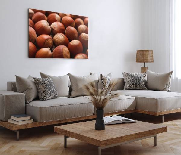 Paul Sinus Art 120x80cm Wandbild auf Leinwand Küchenbild Haselnüsse Nüsse Braun Fotokunst Wochenangebot