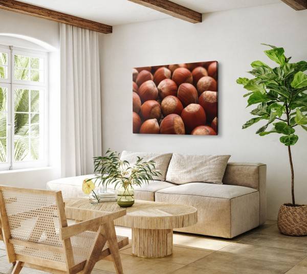Paul Sinus Art 120x80cm Wandbild auf Leinwand Küchenbild Haselnüsse Nüsse Braun Fotokunst Wochenangebot