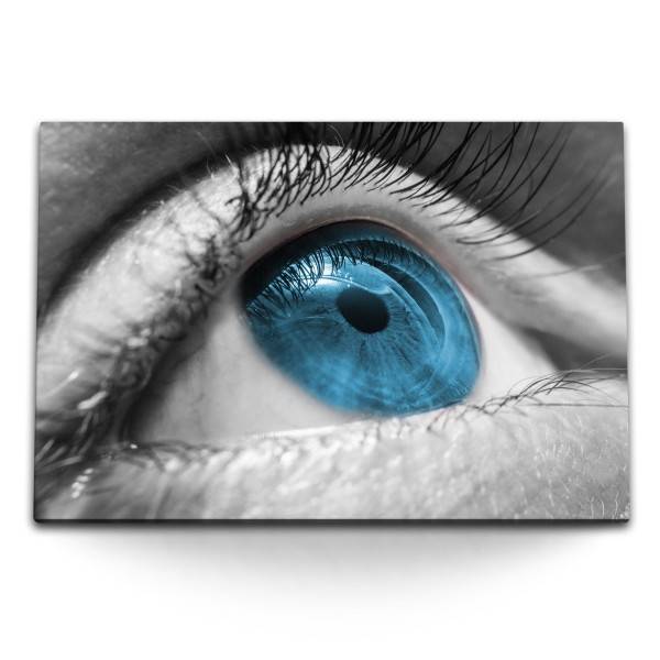 Paul Sinus Art 120x80cm Wandbild auf Leinwand Auge Nahaufnahme Menschenauge Iris Blau