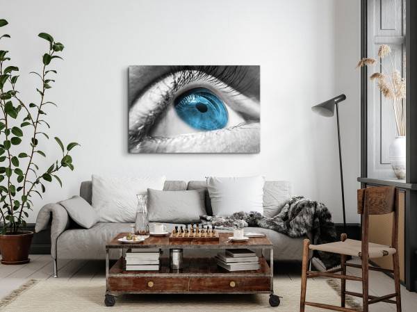 Paul Sinus Art 120x80cm Wandbild auf Leinwand Auge Nahaufnahme Menschenauge Iris Blau Letzte 3 Tage
