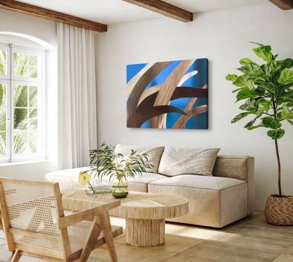 Paul Sinus Art 120x80cm Wandbild auf Leinwand Fotokunst Pflanze Blau Kunstvoll Natur Zeitbegrenzte Promotion