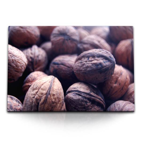Paul Sinus Art 120x80cm Wandbild auf Leinwand Walnüsse Nüsse Nahaufnahme Küchenbild