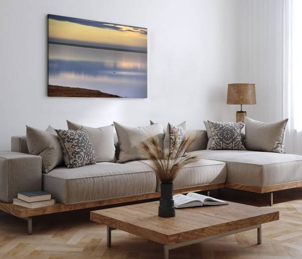 Paul Sinus Art 120x80cm Wandbild auf Leinwand Großer See Horizont Abendrot Sonnenuntergang Natur 2025