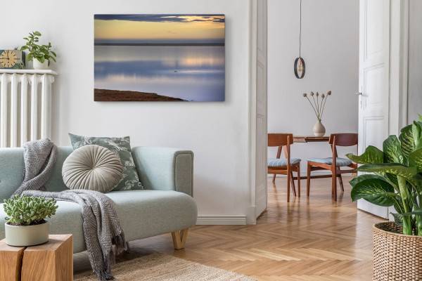 Paul Sinus Art 120x80cm Wandbild auf Leinwand Großer See Horizont Abendrot Sonnenuntergang Natur 2025