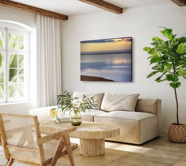 Paul Sinus Art 120x80cm Wandbild auf Leinwand Großer See Horizont Abendrot Sonnenuntergang Natur 2025
