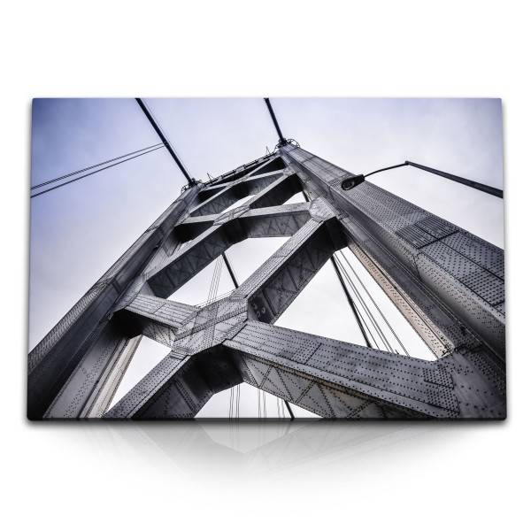 Paul Sinus Art 120x80cm Wandbild auf Leinwand Golden Bridge San Francisco Brückengerüst Metall