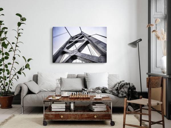 Paul Sinus Art 120x80cm Wandbild auf Leinwand Golden Bridge San Francisco Brückengerüst Metall im Angebot