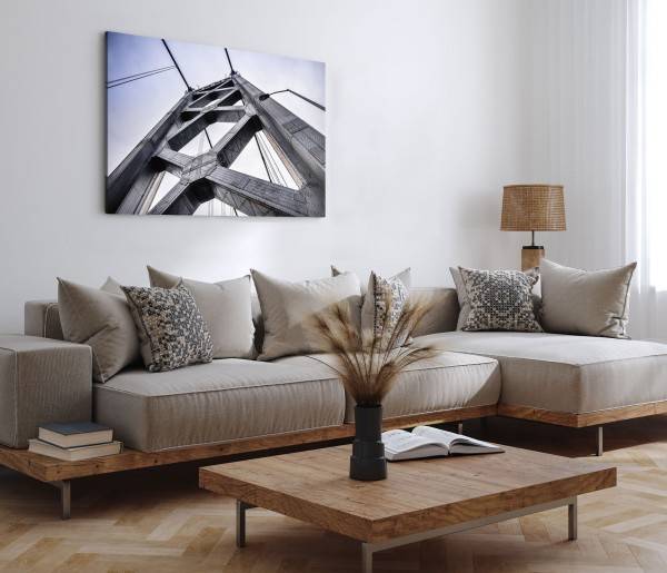 Paul Sinus Art 120x80cm Wandbild auf Leinwand Golden Bridge San Francisco Brückengerüst Metall im Angebot